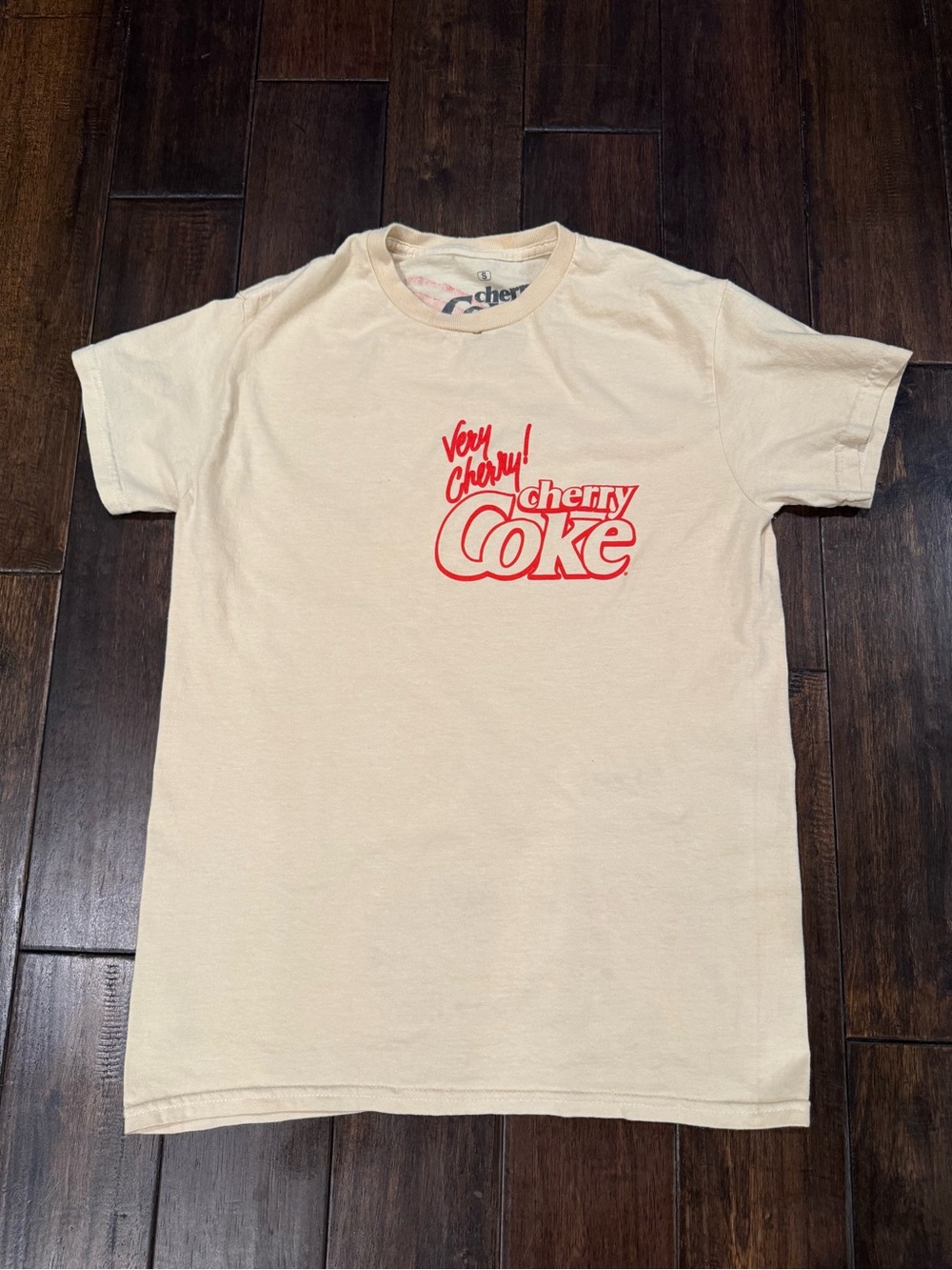 Ripple Junction Cream Tee with Red Cherry Coke Logo